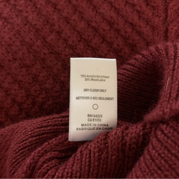 Anthropologie Bishop + Young Burgundy Chevron Ribbed Knit Sweater Long Sleeve S - Picture 4 of 4